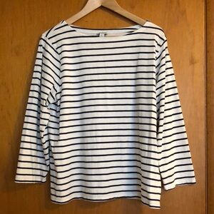 J. Crew Factory Blue and White Boxy Long Sleeve Top